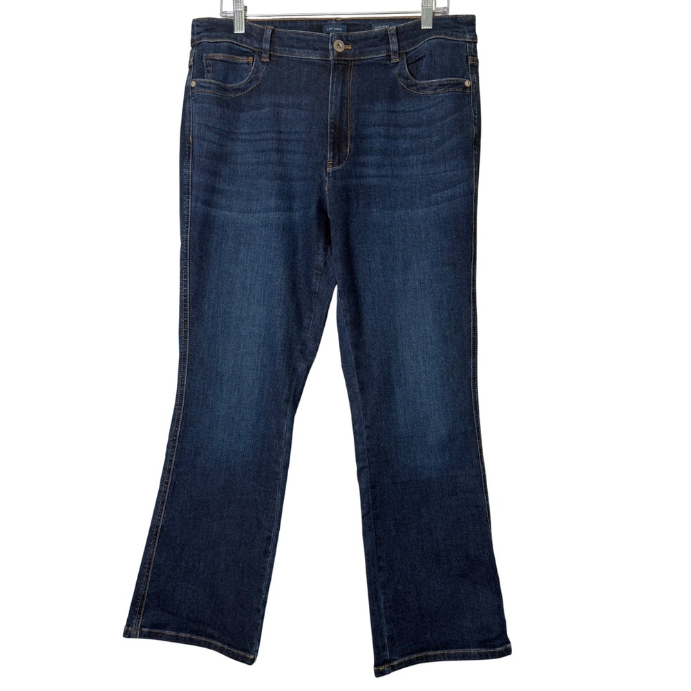 J. Jill Denim High Rise Boot Cut Jeans Womens 14‎ Petite Blue Stretch Preppy